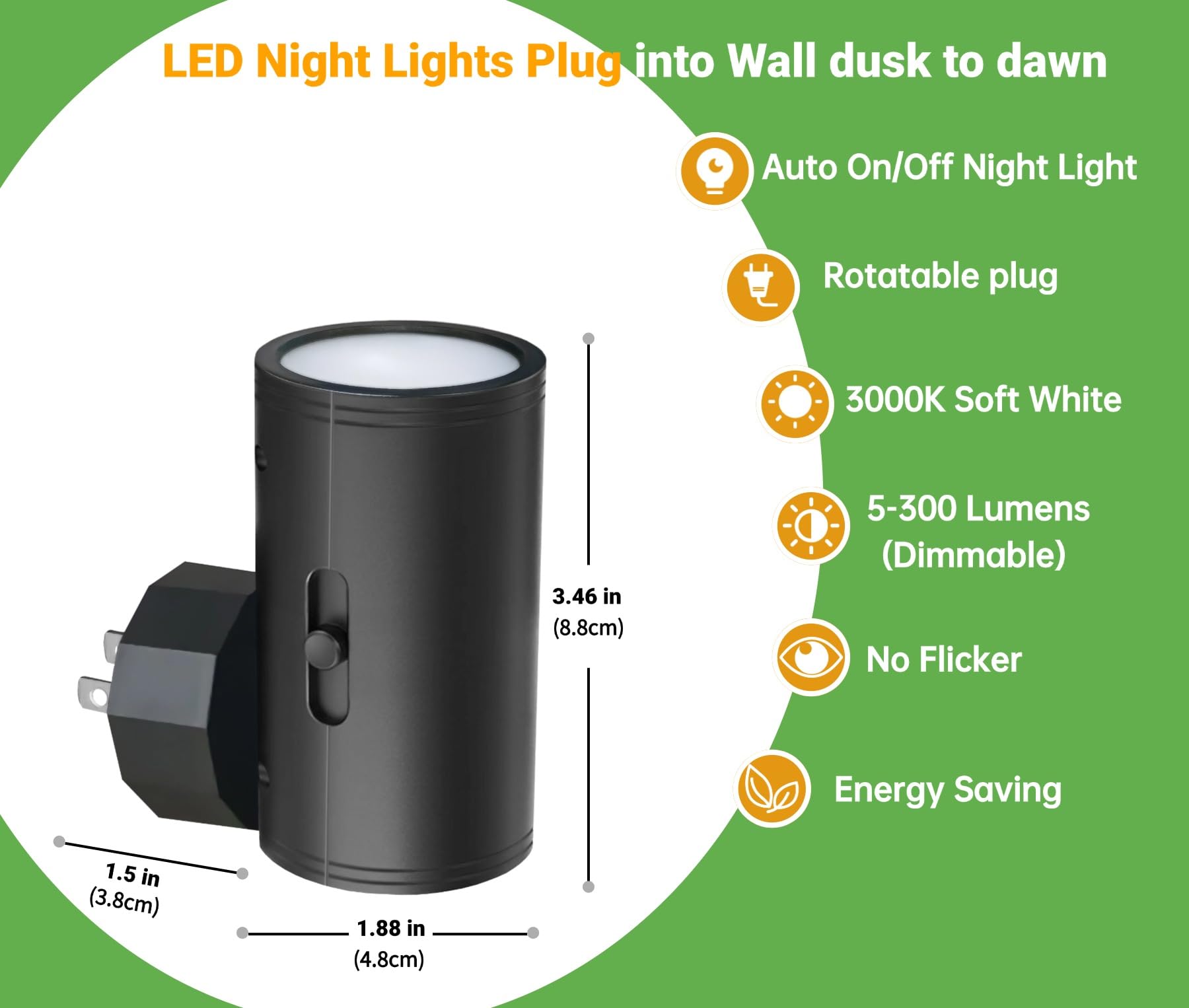 GEPLAD 4 Pack LED Night Light, Plug Into Wall, Dusk to Dawn Sensor